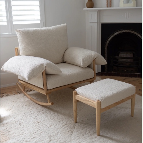 Jolie Rocker & Ottoman - Cream - Nursing Chair